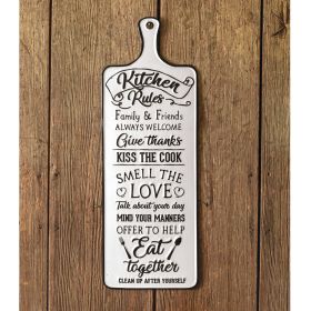 Rustic Kitchen Rules Sign - Farmhouse Decor for Home Kitchen