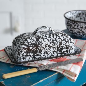 Handcrafted Splattered Enamel Butter Dish - Stylish Kitchen Accessory for Serving and Storing Butter