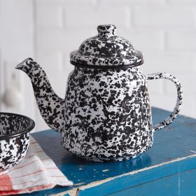 Colorful Splattered Enamel Teapot - Unique Hand-painted Design for Home Decor