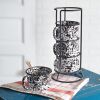 Rustic Mug Tower Set with Four Splattered Enamel Mugs - Farmhouse Kitchen Decor