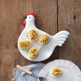 Farmhouse Rooster Deviled Egg Platter - Perfect for Serving Appetizers and Snacks