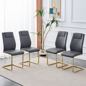 Modern dining chairs, restaurant chairs, and gold legged upholstered chairs made of artificial leather, suitable for kitchens, living rooms, bedrooms