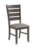 Contemporary Dining Chairs Set of 2 Gray Finish Solid Wood Fabric Cushion Side Chairs Kitchen Dining Room Furniture