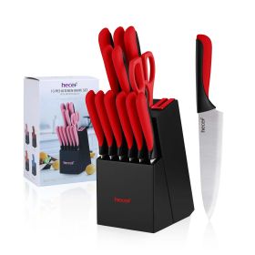 Hecef Knife Set, 13-Piece Satin-finished Sharp and Rust-proof Kitchen Knife set with Sharpener