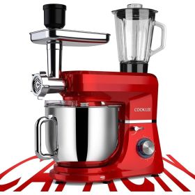 Stand Mixer, 8.5 Qt. Multifunctional Electric Kitchen Mixer with 9 Accessories for Most Home Cooks, SM-1507BM, Ruby Red