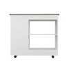 DEPOT E-SHOP Pl Kitchen Cart Two Storage Shelves, Three Side Shelves, Four Casters, White / Dark Brown