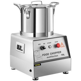 VEVOR 110V Commercial Food Processor 10L Capacity 1100W Electric Food Cutter 1400RPM Stainless Steel Food Processor Perfect for Vegetable Fruits Grain