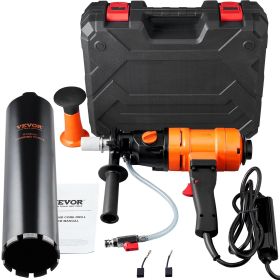 VEVOR Diamond Core Drilling Machine, 4in Handheld Wet Concrete Core Drill Rig, 1100-2400RPM Two Speed & 1-1/4" Thread & 2 Bubble Levels