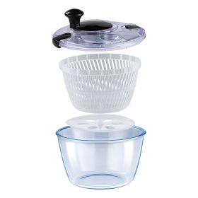 VEVOR Glass Salad Spinner, 4.75Qt, One-handed Easy Press Large Vegetable Dryer Washer, Lettuce Cleaner and Dryer with High Borosilicate Glass Bowl Lid