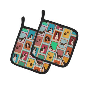 Lots of Liver English Springer Spaniel Pair of Pot Holders Kitchen Heat Resistant Pot Holders Sets Oven Hot Pads for Cooking Baking BBQ, 7 1/2 x 7 1/2