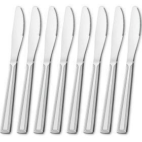 Bestdin Dinner Knife Set, 24 Pieces Kitchen Knives, Texture Design Square Handle Stainless Steel Cutlery Knife, Table Knives for Home