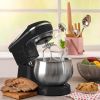 Black Stand Mixer, 6 Speed Electric Mixer With 5.5 Quart Stainless Steel Mixing Bowl, Black Body Kitchen Mixer With Dough Hook