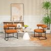 COOLMORE Boucle Dining Chairs Set of 2, Mid-Century Modern Curved Backrest Chair, Round Upholstered Kitchen Chairs (Orange Boucle)