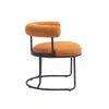 COOLMORE Boucle Dining Chairs Set of 2, Mid-Century Modern Curved Backrest Chair, Round Upholstered Kitchen Chairs (Orange Boucle)