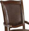 Glorious Classic Traditional Dining Chairs Cherry Solid wood Leatherette Cushion Seat Set of 2pc Arm Chairs Turned Legs Kitchen Dining Room