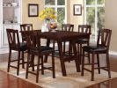 Dark Walnut Wood Framed Back Set of 2 Counter Height Dining Chairs Breakfast Kitchen Cushion Seats