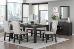 Dining Chairs Set of 2 Gray Upholstered Seat Stylish Back Antique Black Finish Wooden Frame Dining Kitchen Chairs Set