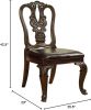 Traditional Intricate Back Design Set of 2 Side Chairs Brown Cherry Solid wood Chair Padded Leatherette Seat Kitchen Dining Room Furniture