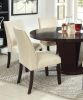 Classic Contemporary Ivory Fabric Set of 2 Chairs Only Kitchen Dining Room Furniture Espresso Solid wood Frame Cushion seat Chairs