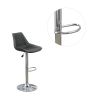 Dining Kitchen Adjustable Bar stool Chair Ebony Color Wax Polyurethane Leather Chrome Base Modern Set of 2 Chairs / Bar Stool