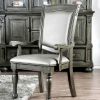 Glorious Classic Traditional Dining Chairs Gray Color Solid wood Leatherette Cushion Seat Set of 2pc Arm Chairs Turned Legs Kitchen Dining Room