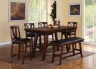 Dark Walnut Wood Framed Back Set of 2 Counter Height Dining Chairs Breakfast Kitchen Cushion Seats