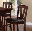 Dark Walnut Wood Framed Back Set of 2 Counter Height Dining Chairs Breakfast Kitchen Cushion Seats