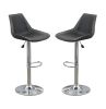 Dining Kitchen Adjustable Bar stool Chair Ebony Color Wax Polyurethane Leather Chrome Base Modern Set of 2 Chairs / Bar Stool