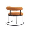 COOLMORE Boucle Dining Chairs Set of 2, Mid-Century Modern Curved Backrest Chair, Round Upholstered Kitchen Chairs (Orange Boucle)