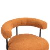 COOLMORE Boucle Dining Chairs Set of 2, Mid-Century Modern Curved Backrest Chair, Round Upholstered Kitchen Chairs (Orange Boucle)