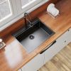 27" x 22" Drop In Kitchen Sink Gunmetal Black, 16 Gauge Stainless Steel Workstation Sink