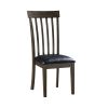 Espresso Finish Set of 2 Chairs Black Faux Leather Upholstered Seat Wooden Kitchen Dining Room Furniture