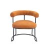 COOLMORE Boucle Dining Chairs Set of 2, Mid-Century Modern Curved Backrest Chair, Round Upholstered Kitchen Chairs (Orange Boucle)