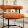 COOLMORE Boucle Dining Chairs Set of 2, Mid-Century Modern Curved Backrest Chair, Round Upholstered Kitchen Chairs (Orange Boucle)