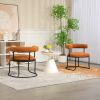 COOLMORE Boucle Dining Chairs Set of 2, Mid-Century Modern Curved Backrest Chair, Round Upholstered Kitchen Chairs (Orange Boucle)