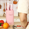 Hecef Cute Kitchen Knife Set with Detachable Block, Cat Claw Pink Sharp Chopping Cleaver and Scissors for Gift Housewarming Birthday