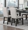 Dining Chairs Set of 2 Gray Upholstered Seat Stylish Back Antique Black Finish Wooden Frame Dining Kitchen Chairs Set