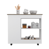 DEPOT E-SHOP Pl Kitchen Cart Two Storage Shelves, Three Side Shelves, Four Casters, White / Dark Brown