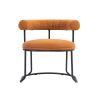 COOLMORE Boucle Dining Chairs Set of 2, Mid-Century Modern Curved Backrest Chair, Round Upholstered Kitchen Chairs (Orange Boucle)