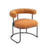 COOLMORE Boucle Dining Chairs Set of 2, Mid-Century Modern Curved Backrest Chair, Round Upholstered Kitchen Chairs (Orange Boucle)