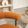 COOLMORE Boucle Dining Chairs Set of 2, Mid-Century Modern Curved Backrest Chair, Round Upholstered Kitchen Chairs (Orange Boucle)