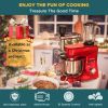 Stand Mixer, 8.5 Qt. Multifunctional Electric Kitchen Mixer with 9 Accessories for Most Home Cooks, SM-1507BM, Ruby Red