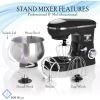 Black Stand Mixer, 6 Speed Electric Mixer With 5.5 Quart Stainless Steel Mixing Bowl, Black Body Kitchen Mixer With Dough Hook