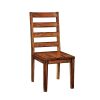 Tobacco Oak Finish Solid wood Industrial Style Kitchen Set of 2 Dining Chairs Ladder Back Chairs Dining Room Furniture