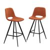 Porth Fabric Kitchen 28.25" Counter Height Stools, Set of 2, Orange