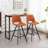 Porth Fabric Kitchen 28.25" Counter Height Stools, Set of 2, Orange