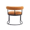 COOLMORE Boucle Dining Chairs Set of 2, Mid-Century Modern Curved Backrest Chair, Round Upholstered Kitchen Chairs (Orange Boucle)