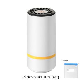 New Mini Vacuum Sealer Kitchen Portable USB Electric AirPump Fresh-Keeping Handheld Vacuum Sealing Machine Packaging Packer For Home (Option: K02 white Add 5pcs vacuum bag-USB)