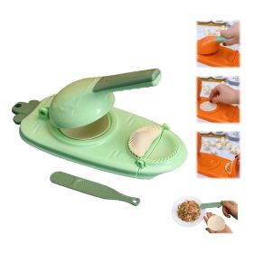 1pc 10in/9in 2-In-1 Dumpling Maker - Kitchen Utensil For DIY Dumpling Moulds And Dough Pressing - Stainless Steel Dumpling Skin Press With Non-Slip Ha (Color: Green)