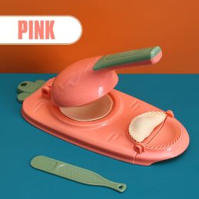 Kitchen Dumpling Maker 2 In 1 Dough Pressing Tool Set Dumpling Mold DIY Dumpling Wrapper Makers Manual Press Dumpling Crust Tool (Color: Pink, size: 1PCS)